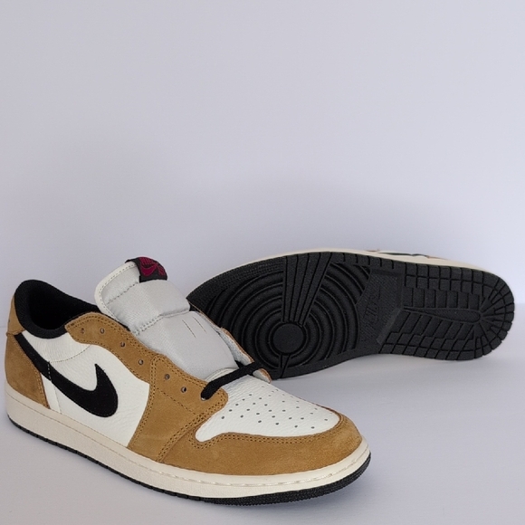 Nike Air Jordan 1 Low White Tan Black Sneakers - Picture 8 of 12